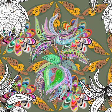 Yumuşak, bahar çiçekli arka plan. Gri ve yeşil renkli çiçekler. Çiçek desenli karalama şekli.