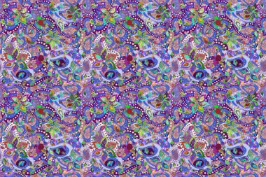 Kusursuz Renksiz Bahar Temalı Kusursuz Arkaplan. Sevimli çiçek raster deseni. Düz Çiçek Elementleri Tasarımı. Hoş renklerde çiçekler.