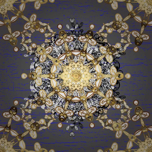 Geleneksel oryantasyon süsü. Kusursuz klasik raster altın desenli. Klasik klasik klasik arka plan. Kahverengi ve beyaz renklerde, altın elementlerle kusursuz desen.