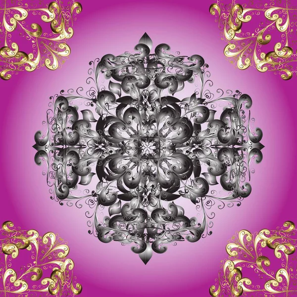 Doğu tarzında klasik tasarım öğesi. Süslü dantel iz sürücü. Duvar kâğıdı için altın süslü bir illüstrasyon. Çiçekli süslemeli, pürüzsüz bir desen. Hoş renkler üzerine geleneksel Arapça dekor.