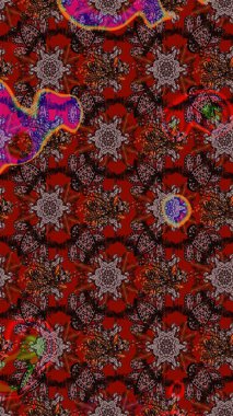 Kahverengi ve kırmızı renkte çiçekler. Raster illüstrasyonunda çiçek deseni çizimi.