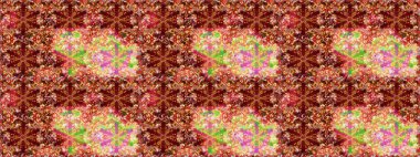 Kusursuz altın desen. Raster oryantal süs. Altın elementlerle kırmızı ve kahverengi renklerde altın desen.