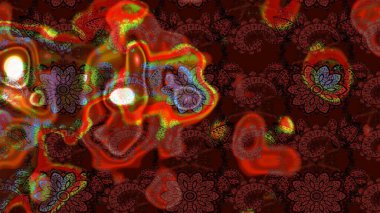 Kahverengi ve kırmızı çiçekli eskiz deseni, suluboya çiçek deseni, sevimli çiçek, duvar kağıdı, kart veya kumaş için fayanslı. Raster - stok.