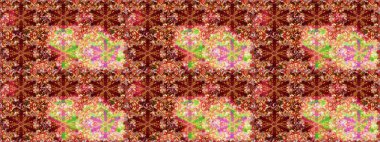 Kusursuz altın desen. Raster oryantal süs. Altın elementlerle kırmızı ve kahverengi renklerde altın desen.