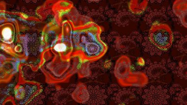 Kahverengi ve kırmızı çiçekli eskiz deseni, suluboya çiçek deseni, sevimli çiçek, duvar kağıdı, kart veya kumaş için fayanslı. Raster - stok.