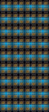 Raster geometrik arka plan. Siyah ve mavi renkler üzerinde altın çiçekli altın desenler. Altın rengi, kusursuz çizim. Senin tasarımın için, duvar kağıdı..