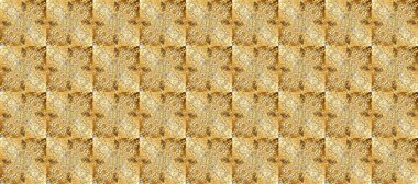 Kusursuz oryantal klasik altın desen. Sarı, nötr ve bej renklerde altın tekrarlayan elementler içeren Raster soyut arka planı.