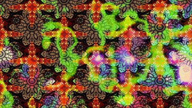 Çiçekli çiçek deseni, suluboya. Yeşil renkli çiçekler. Renkli Bahar temalı eskiz kalıbı. Düz Çiçek Elementleri Tasarım Raster illüstrasyonu.