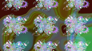 Yeşil ve kahverengi renkli çiçekler. Güzel çiçek deseni. Renkli Bahar Teması eskiz kalıbı. Düz Çiçek Elementleri Tasarımı.