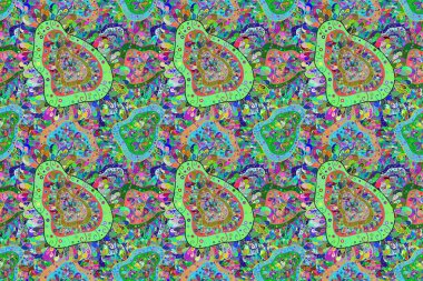 Düz Çiçek Elementleri Tasarımı. Çiçek deseni. Renkli Bahar Temalı Kusursuz Arkaplan. Raster pürüzsüz Güzel kumaş deseni.