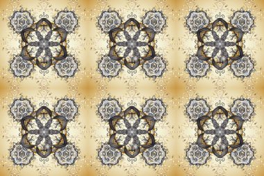 Altın rengi, kusursuz çizim. Bej, gri ve nötr renklerde altın çiçekli altın desenler. Senin tasarımın için, duvar kağıdı. Raster geometrik arkaplanı.