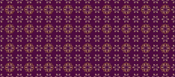 Damask altın soyut çiçek deseni mor, kahverengi ve bej renklerde. Süslü dekorasyon. Raster illüstrasyonu.