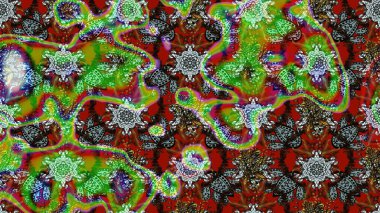 Tropik çiçekler. Gömlek, arka plan modelini çiz. Yeşil ve kahverengi renkte çiçekler.