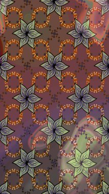 Raster illüstrasyonundaki çiçek desenli çizim. Kahverengi renkli çiçekler. Düz Çiçek Elementleri Tasarımı. Renkli Bahar Teması çizim şablonu.