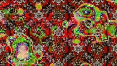 Çiçek çelengi. Güzel, parlak, pürüzsüz kumaş, tuval. Raster illüstrasyonu. Kıvırcık, parlak örgü. Eski moda arka plan. Desen, çizim, çiçek sınırı..