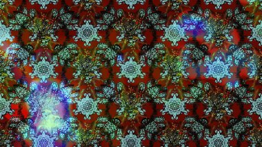 Parlak çiçekli halı deseni kahverengi ve mavi renklerde..