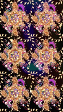 Suluboya etkisi. Raster deseni. Organik elementler. Botanik çizim deseni.