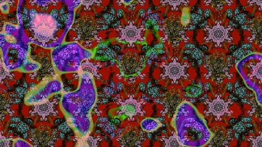 Raster Illustrasyon 'daki Çiçek Deseni' nin son moda çizimi. Güzel kumaş deseni. Renkli Yaz Temalı eskiz kalıbı. Düz Çiçek Elementleri Tasarımı.