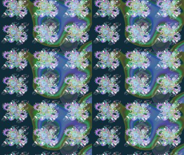 Düz Çiçek Elementleri Tasarımı. Renkli Bahar Teması eskiz kalıbı. Çiçek desenli eskiz, yaz çiçekleri. Mavi ve yeşil renkte çiçekler.