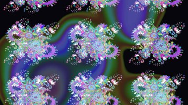 Raster illüstrasyonu. Egzotik çiçekler, mavi renkler üzerine botanik parlak klasik doğa. Klasik tropikal doğal elementlerin suluboya seti.