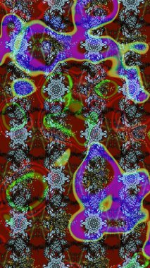 Raster illüstrasyonu. Kahverengi renklerde. Çiçek duvar kağıdı. Hint süsü. Renkli süs kenarı. Çizim deseni.