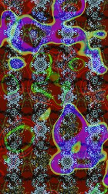 Raster illüstrasyonu. Kahverengi renklerde. Çiçek duvar kağıdı. Hint süsü. Renkli süs kenarı. Çizim deseni.