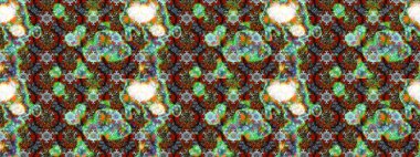 Raster illüstrasyonu. 3D çiçekler, eskiz. Yeşil ve kahverengi renklerde.