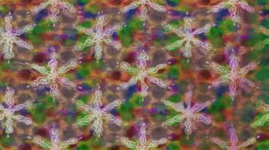 Renkli unsurlarla hareketli arka plan görüntüleri. Çiçekler. Eski model. Bayrak tarzı. Video kaydı. Şablon. Döngü. Kusursuz..