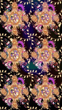 Raster deseni. Botanik çizim kalıbı. Suluboya etkisi. Organik elementler.