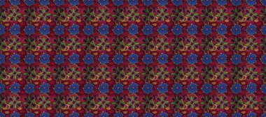 Tekstil, kumaş, ambalaj, hatıra defteri için hoş bir çiçek arkaplanı. Kırmızı ve mor arka planda. El çizimi çiçekli, pürüzsüz bir desen. Çocuksu tasarım.