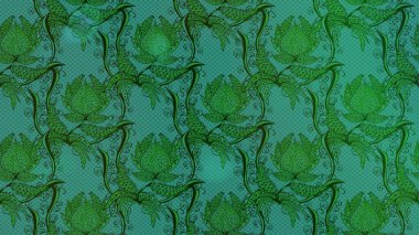 Çiçek kompozisyonu, el boyası, hassas şablon. Yeşil ve mavi renkte manzaralı çiçek deseni. Sevgililer günü ve tebrik kartı konsepti için şık bir davetiye. Üst görünüm, yumuşak biçim.