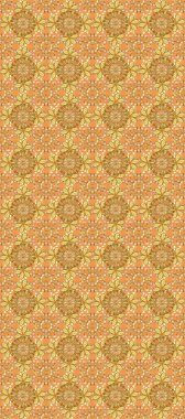 Süslü raster dekorasyonu. Barok tarzında duvar kağıdı tasarımı için kusursuz damaske deseni arkaplanı. Sarı ve turuncu renklerde altın desenli altın elementler.