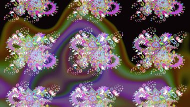 Karalama çiçeği. Düz Çiçek Elementleri Tasarımı. Güzel kumaş deseni. Renkli Bahar Teması eskiz kalıbı. Zentangle soyut çiçekleri. Raster illüstrasyonu.