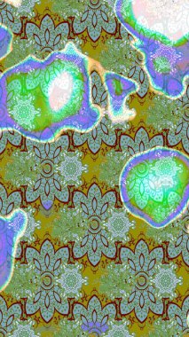 Suluboya çizimi. Çiçekli eskiz deseni. El çizimi. Yeşil renkte çiçekler.