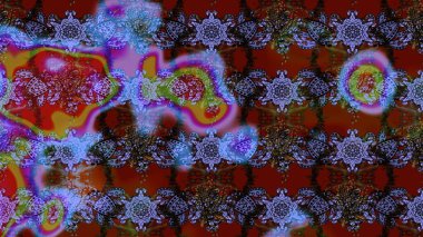 Robot resim. Motley illüstrasyonu. Küçük renkli çiçekler. Küçük çiçekte güzel bir desen. Moda baskıları için zarif bir şablon. Çiçekli bahar çiçekleri.