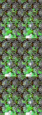 Gri ve yeşil kıvırcık çiçekler gri ve yeşil renklerde şekillenir. Raster illüstrasyonu. Klasik çiçek tasarım elementleri.