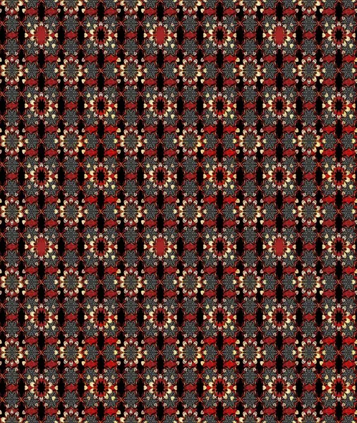 Taslak dekoratif arka plan, çiçek mandala. Siyah ve kırmızı renklerde. Raster illüstrasyonu. Çiçek..