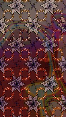 Renkli Bahar Teması eskiz kalıbı. Çiçek desenli eskiz, yaz çiçekleri. Kahverengi renkli çiçekler. Düz Çiçek Elementleri Tasarımı.