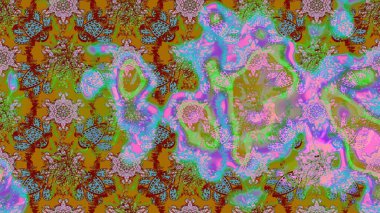 Yumuşak, yeşil ve kahverengi renklerde bahar çiçekleri. Raster illüstrasyonu. Yaprak ve çiçeklerin suluboya resmi, yeşil ve kahverengi renkler üzerine çizim deseni.