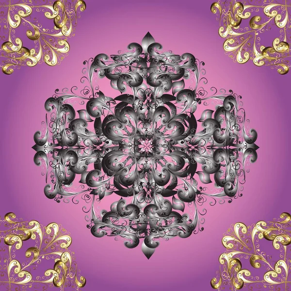 Gri ve mor renklerde grafiksel, modern, pürüzsüz desen. Kusursuz çiçek deseni. Kusursuz Raster geçmişi. Duvar kâğıdı barok, İspanyol kumaşı.