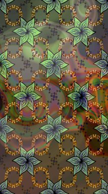 Küçük çiçekli yay deseni çiz. Suluboya tarzında kahverengi renkte. Raster illüstrasyonu.