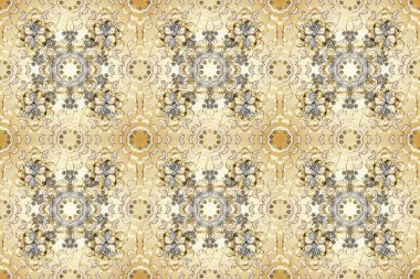 Bej renkli ve altın elementli desen. Oyma. Lüks mobilyalar. Küçük bir alan derinliği. Klasik mobilya tarzı. Patina. Altın kaplamalı bej, gri arka plan. Kusursuz ahşap oymacılığı.