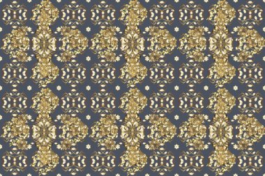 Kusursuz altın desen. Altın elementlerle mavi ve kahverengi renklerde altın desen. Doğulu süsü.