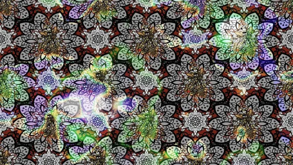 Raster - stok. Eskiz arkaplan modeli. Yapraklı çiçekler ve kır çiçekli papatya çayı..