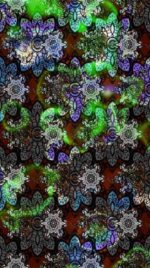 Kumaş desenli papatya çiçeği detayı. Gri ve siyah renkte çiçekler.