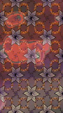 Raster illüstrasyonu. Kahverengi renkte kahverengi papatya deseni. Kahverengi renklerde.