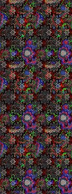 Raster illüstrasyonundaki çiçek desenli çizim. Renkli Bahar Teması eskiz kalıbı. Süslü kumaş deseni. Düz Çiçek Elementleri Tasarımı.