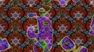 Süslü kumaş deseni. Raster illüstrasyonundaki çiçek desenli çizim. Düz Çiçek Elementleri Tasarımı. Renkli Bahar Teması çizim şablonu.