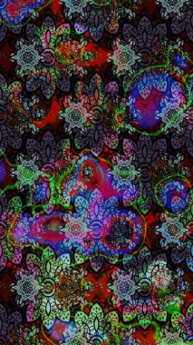 Çizim kalıbı. Organik motif arka planı. Ultraviyole kumaş deseni. Raster illüstrasyonu.