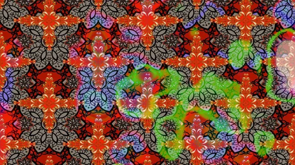 Sevimli çiçek raster deseni. Renkli Yaz Temalı eskiz kalıbı. Düz Çiçek Elementleri Tasarımı. Kahverengi renkte çiçekler.